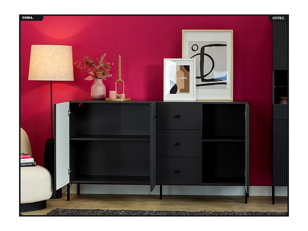 Commode - H.98 x L.179 x P.42 - OSMA - NOIR