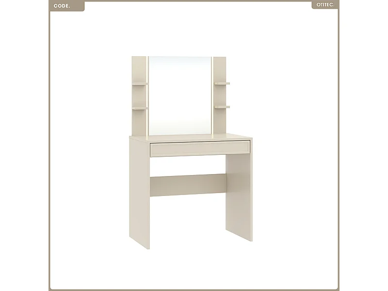 Coiffeuse avec miroir - H.136 x L.80 x P.40 - CODE - CACHEMIRE
