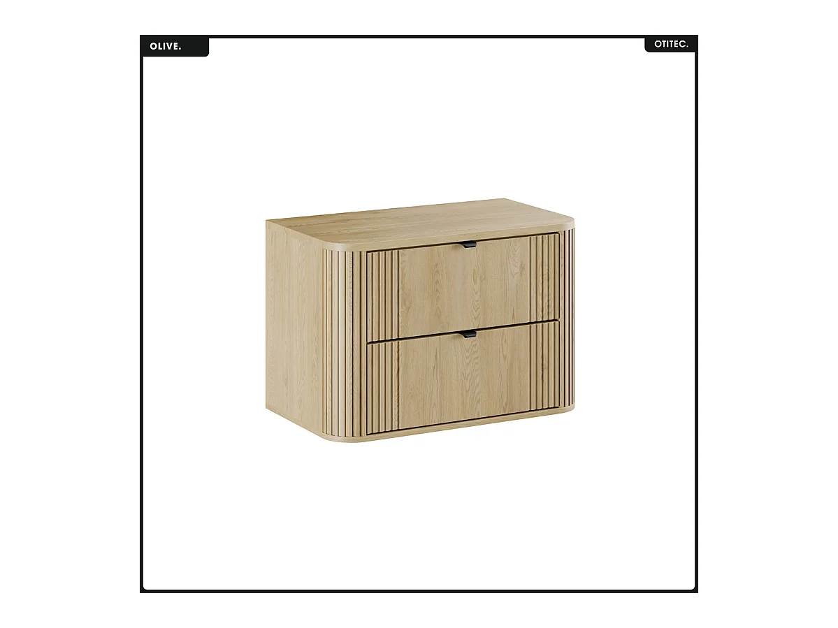 Ensemble de meubles sous vasque - 80 cm - avec Plan - OLIVE - Chêne