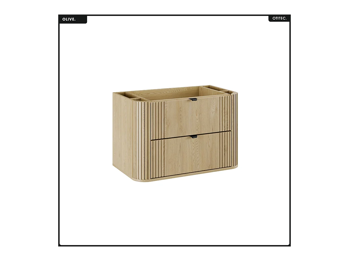 Ensemble de meubles sous vasque - 80 cm - avec Plan - OLIVE - Chêne