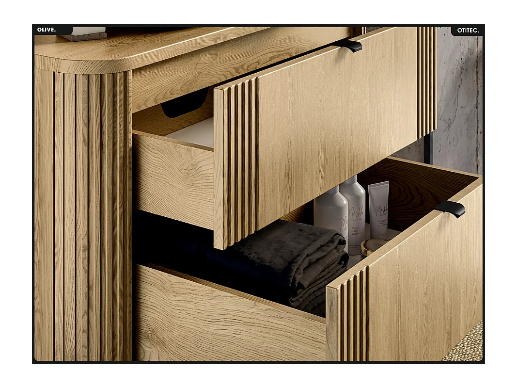 Ensemble de meubles sous vasque - 80 cm - avec Plan - OLIVE - Chêne