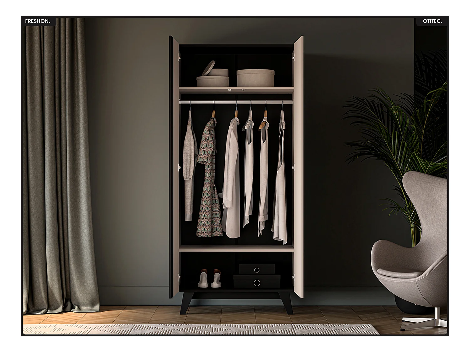 Armoire - L.90 x H.200 x P.53 cm - FRESHON