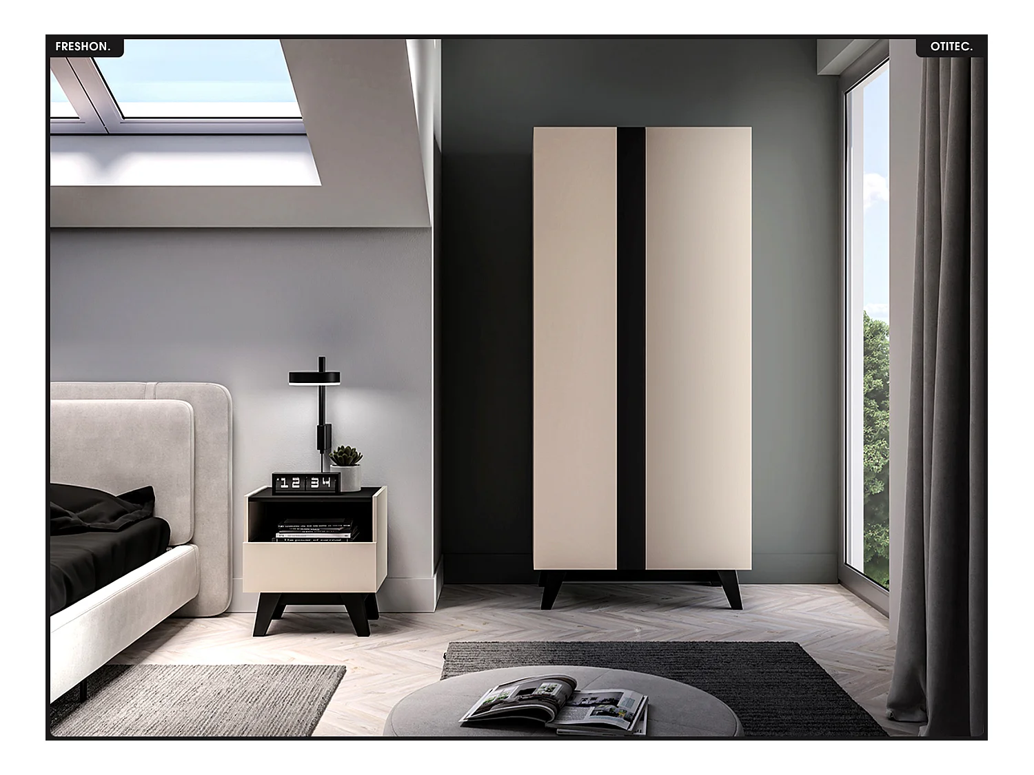 Armoire - L.90 x H.200 x P.53 cm - FRESHON