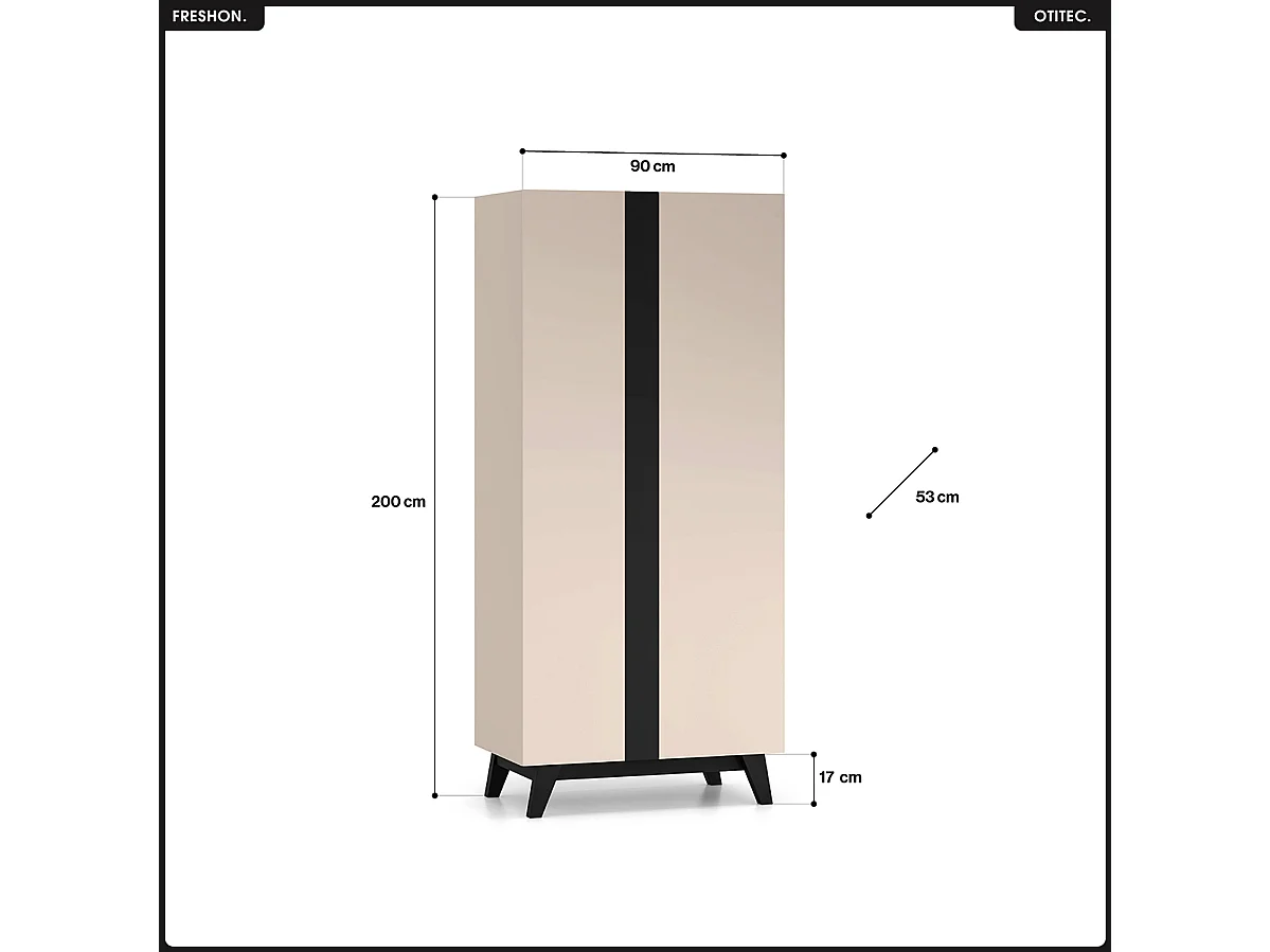 Armoire - L.90 x H.200 x P.53 cm - FRESHON
