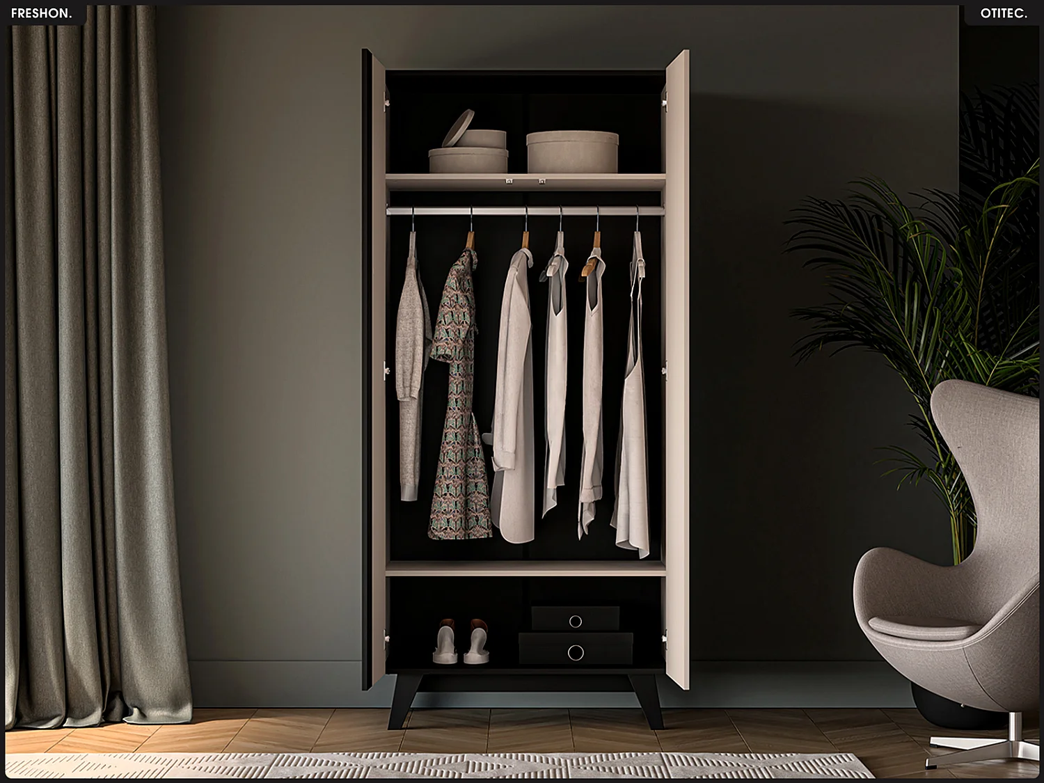 Armoire - L.90 x H.200 x P.53 cm - FRESHON