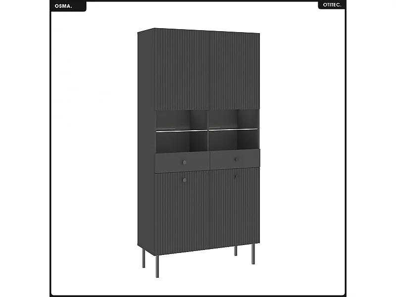 Armoire vitrine - H.193 x L.91 x P.42 - OSMA - NOIR