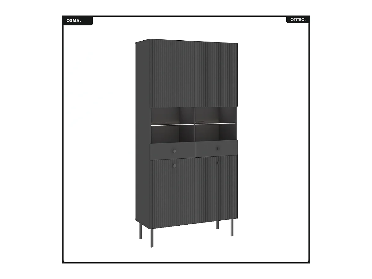 Armoire vitrine - H.193 x L.91 x P.42 - OSMA - NOIR