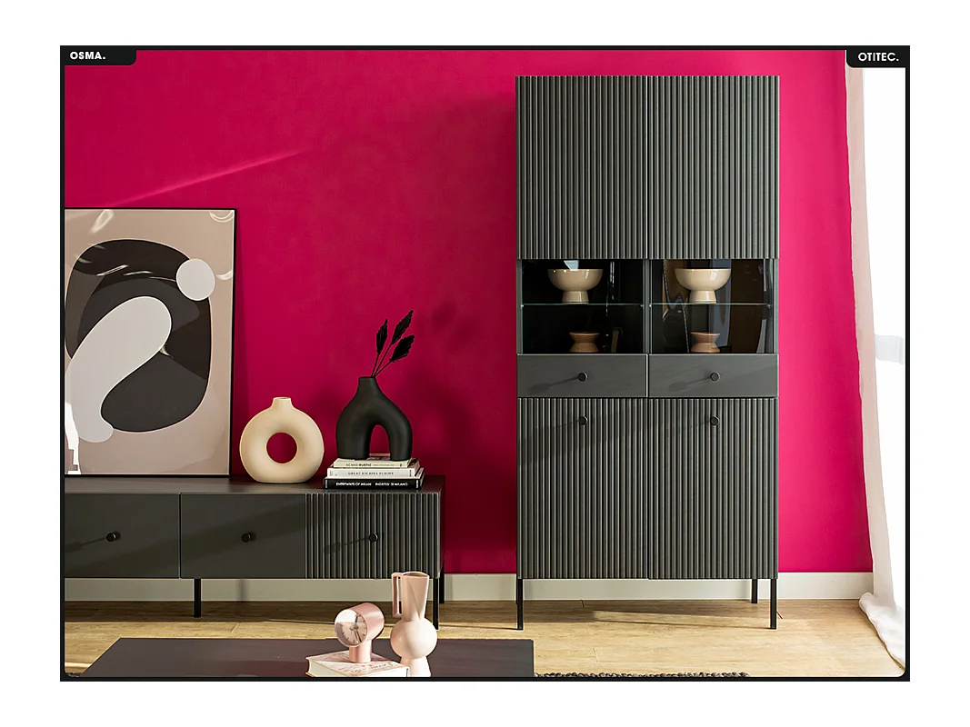 Armoire vitrine - H.193 x L.91 x P.42 - OSMA - NOIR