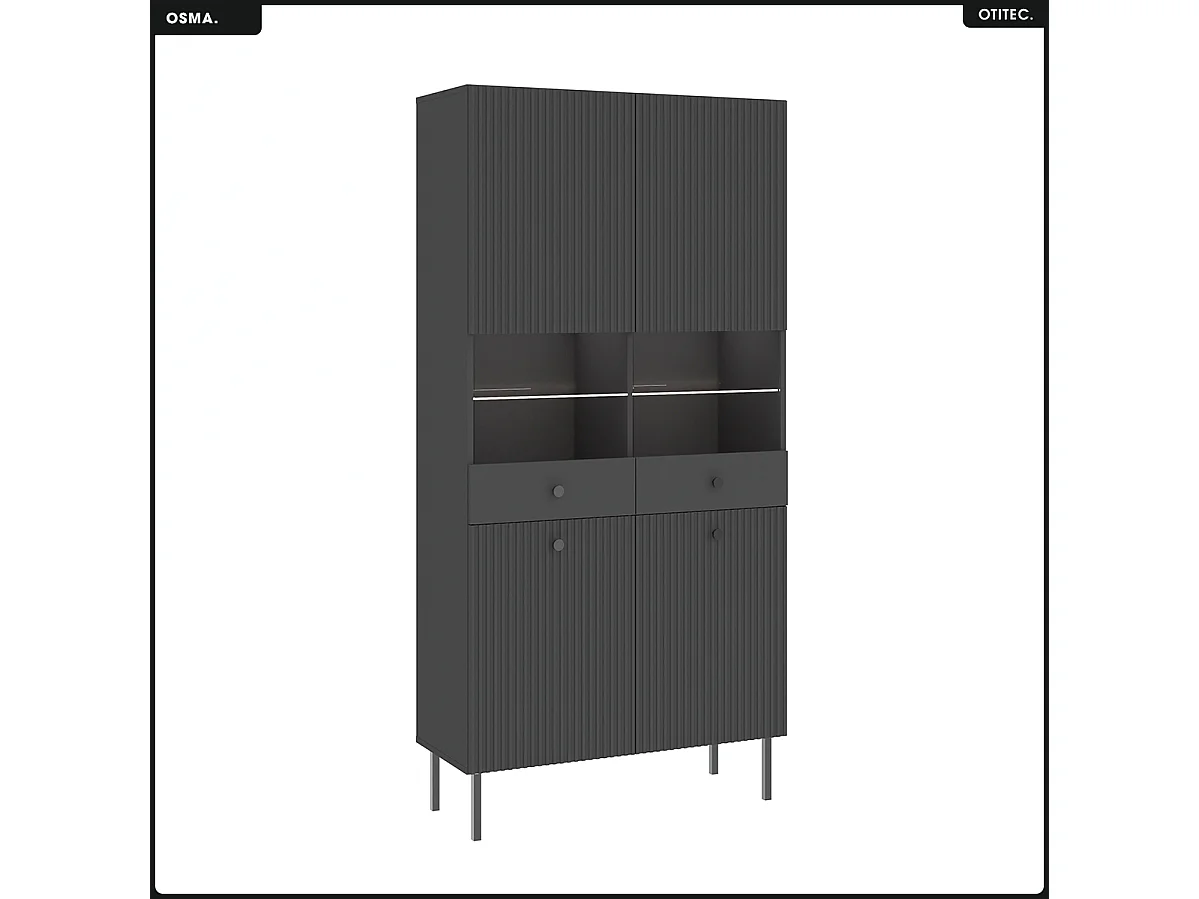 Armoire vitrine - H.193 x L.91 x P.42 - OSMA - NOIR