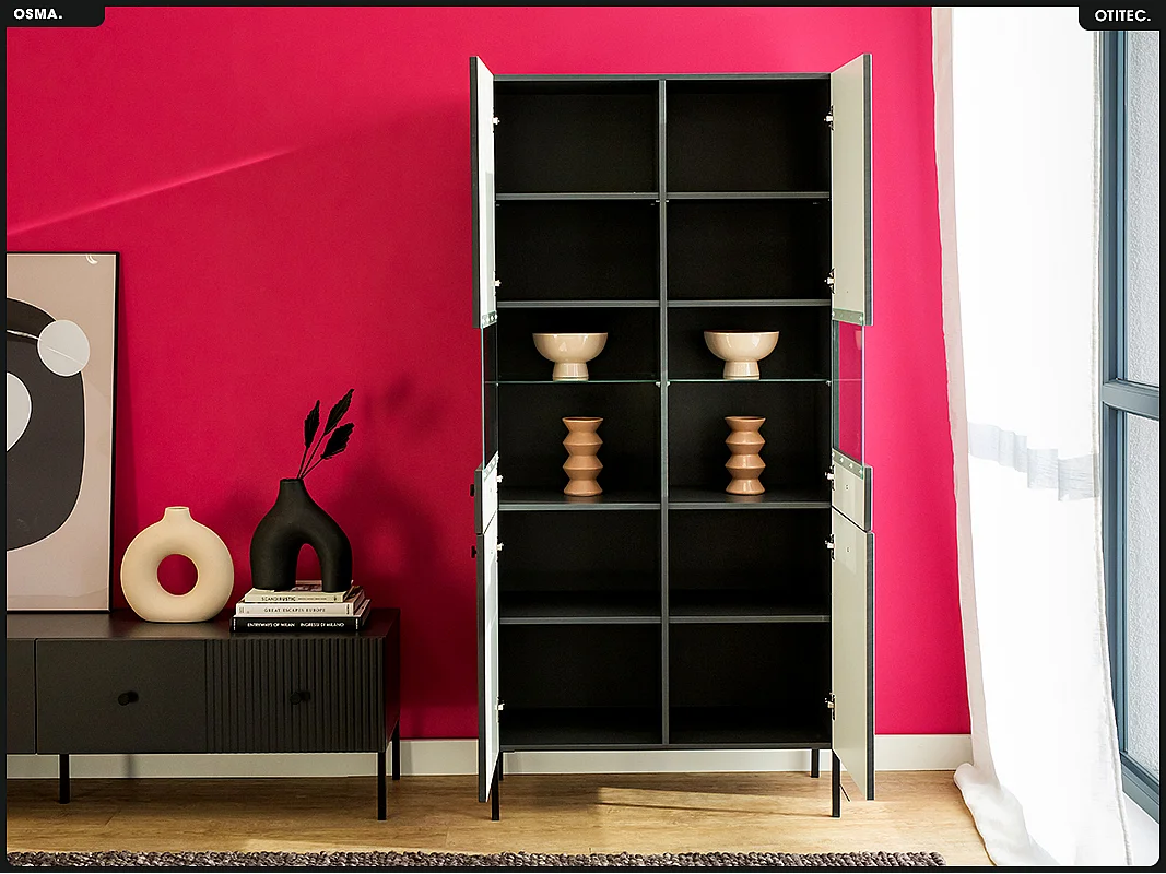 Armoire vitrine - H.193 x L.91 x P.42 - OSMA - NOIR