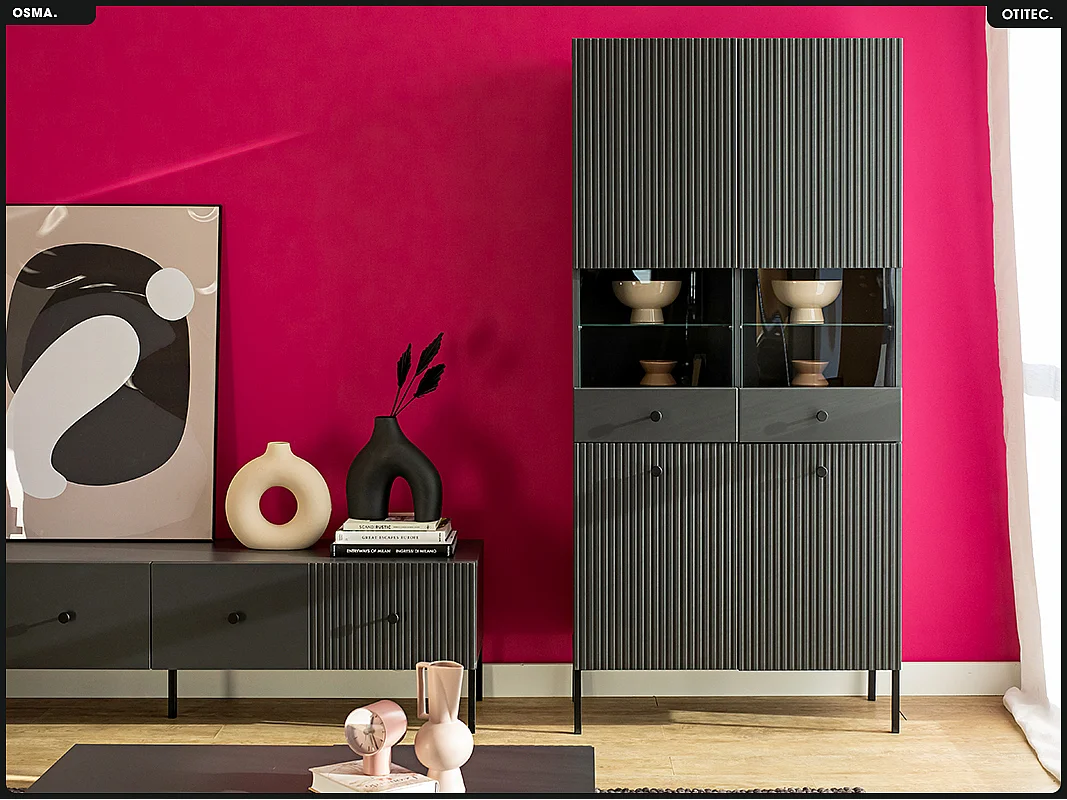 Armoire vitrine - H.193 x L.91 x P.42 - OSMA - NOIR