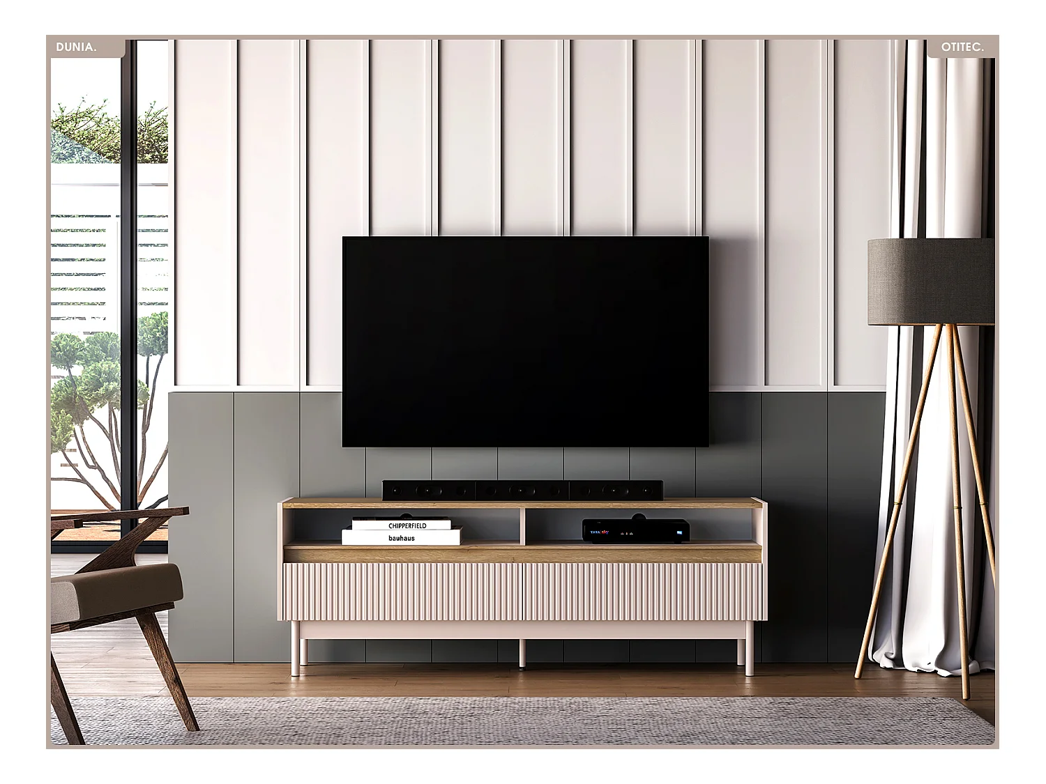 Meuble TV - L.154 x H.55 x P.40 cm - DUNIA