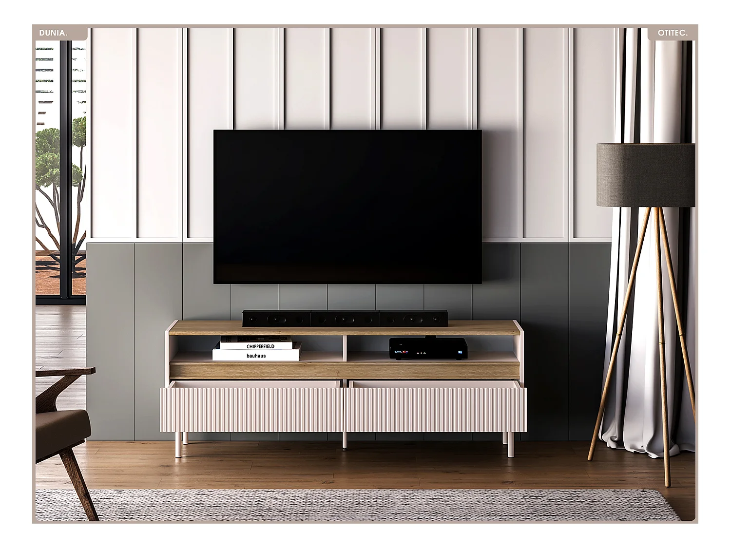 Meuble TV - L.154 x H.55 x P.40 cm - DUNIA