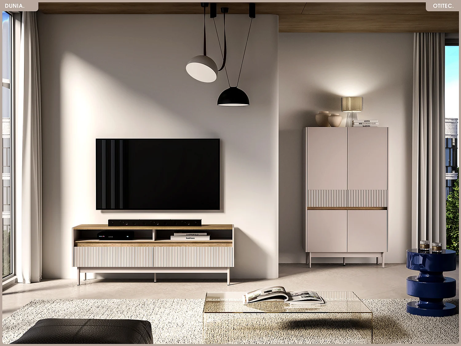 Meuble TV - L.154 x H.55 x P.40 cm - DUNIA