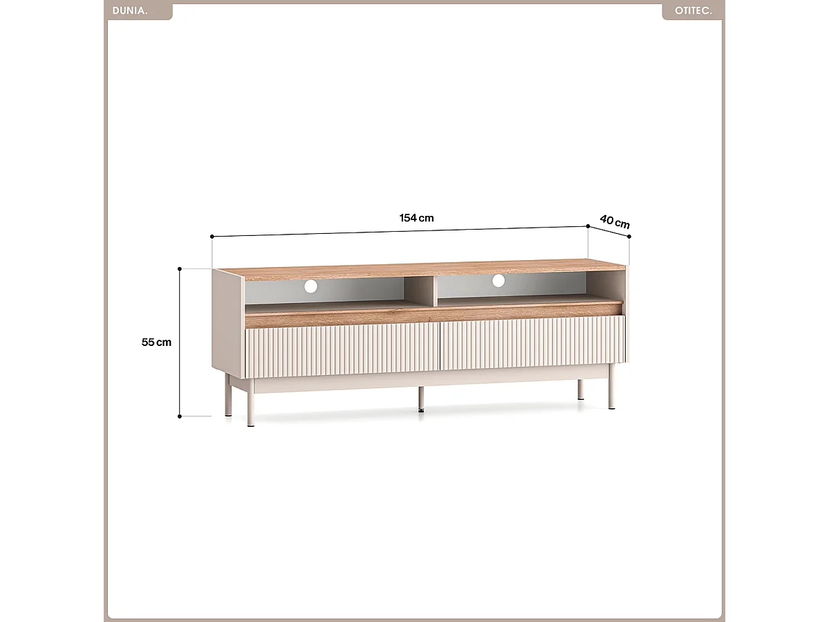 Meuble TV - L.154 x H.55 x P.40 cm - DUNIA