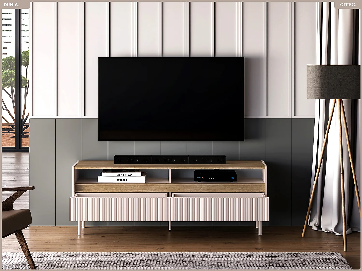 Meuble TV - L.154 x H.55 x P.40 cm - DUNIA