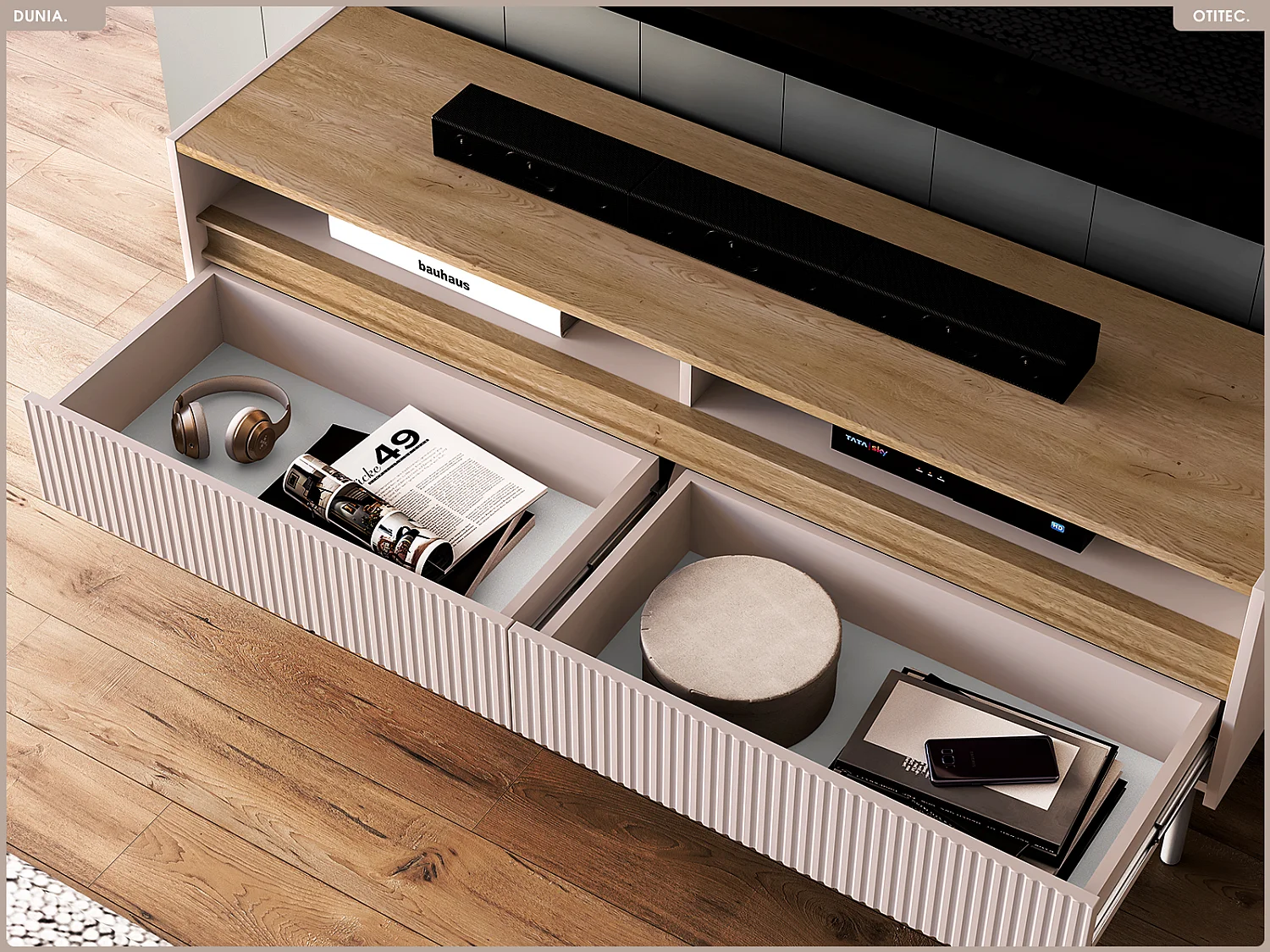 Meuble TV - L.154 x H.55 x P.40 cm - DUNIA