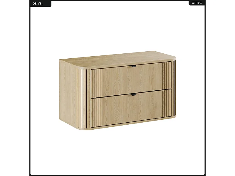 Ensemble de meubles sous vasque - 100 cm - avec Plan - OLIVE - Chêne