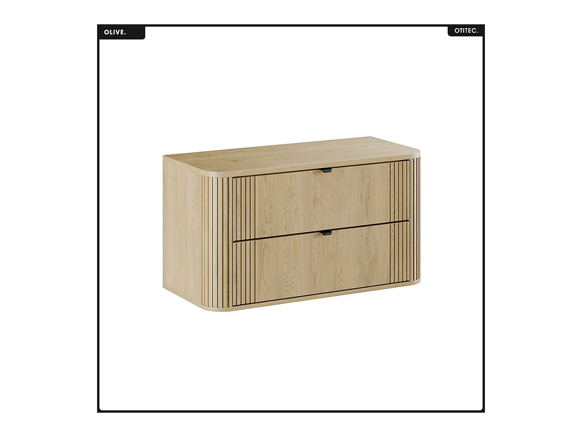 Ensemble de meubles sous vasque - 100 cm - avec Plan - OLIVE - Chêne