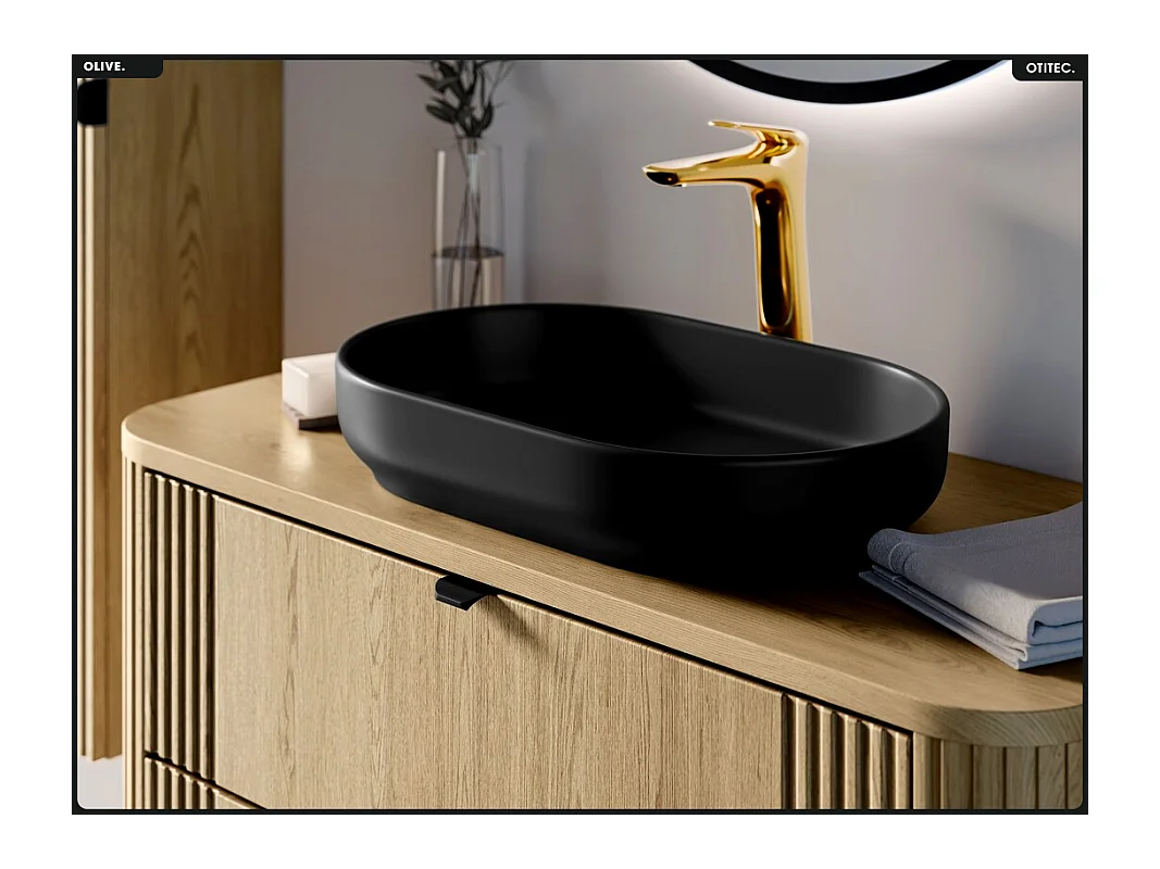 Ensemble de meubles sous vasque - 100 cm - avec Plan - OLIVE - Chêne