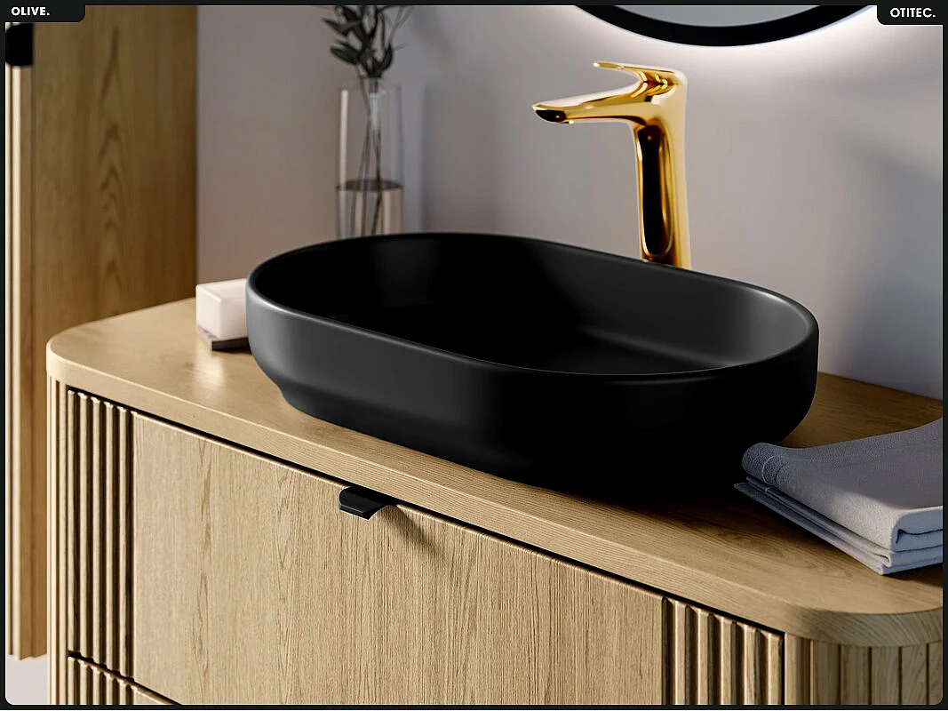 Ensemble de meubles sous vasque - 100 cm - avec Plan - OLIVE - Chêne