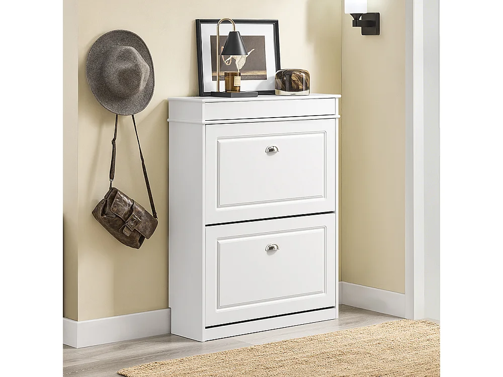 Wąska szafka na buty z 2 klapami i regulowanym regałem