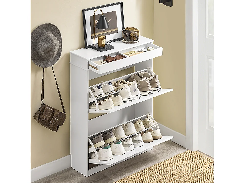 Wąska szafka na buty z 2 klapami i regulowanym regałem