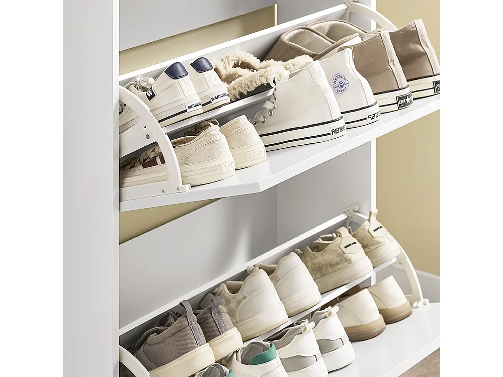 Wąska szafka na buty z 2 klapami i regulowanym regałem