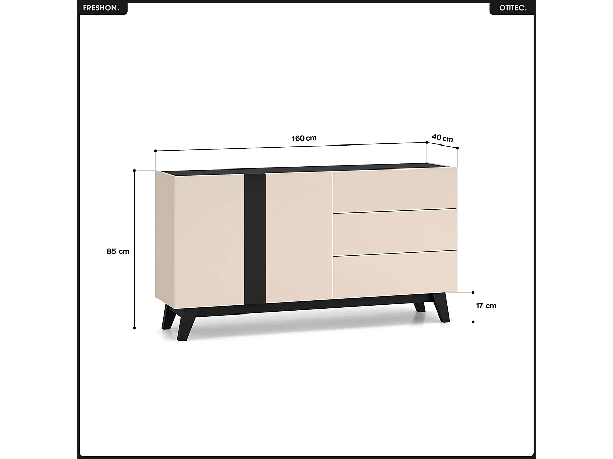 Commode - L.160 x H.85 x P.40 cm - FRESHON