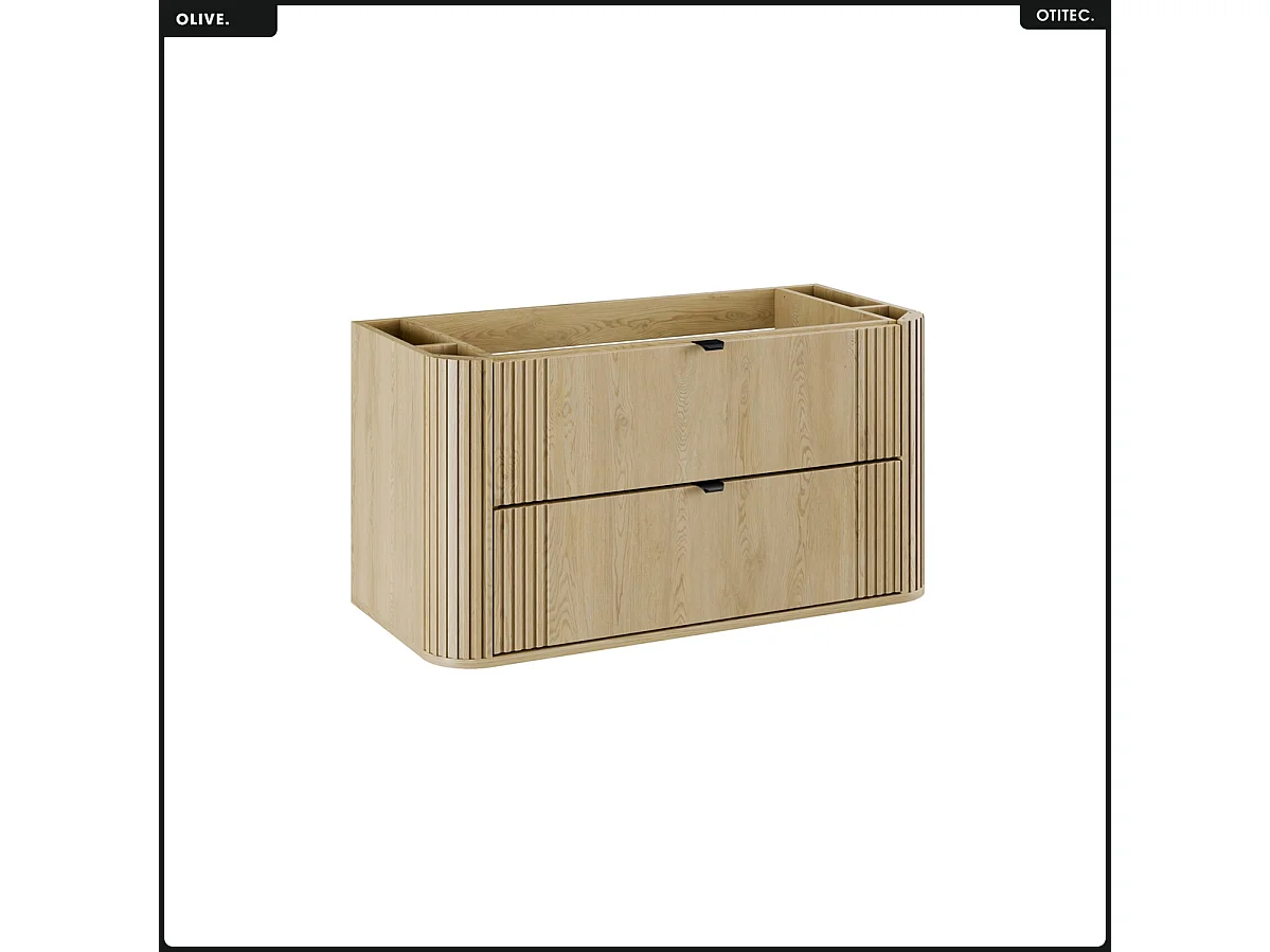 Ensemble de meubles sous vasque - 100 cm - avec Plan - Vasque - Colonne - OLIVE - Chêne