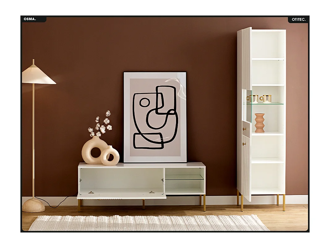 Armoire vitrine - H.193 x L.47 x P.42 - OMSA - GOLD