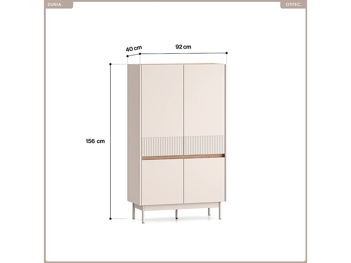 Armoire - L.92 x H.156 x P.40 cm - DUNIA