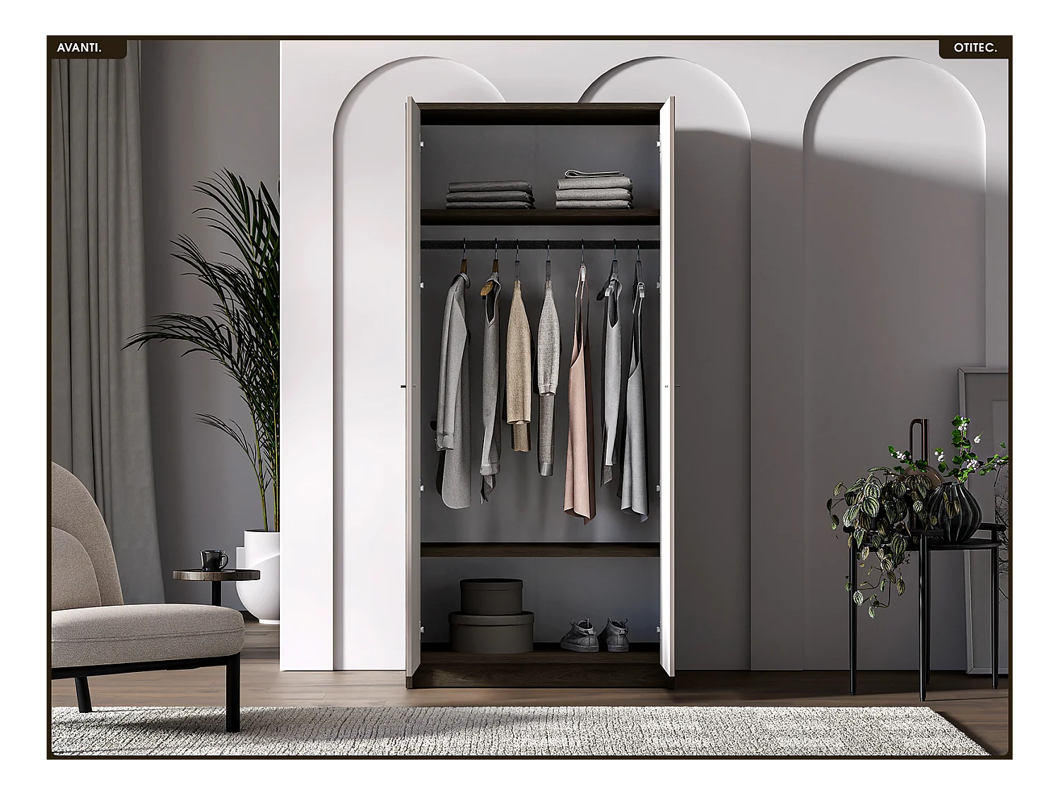 Armoire - L.89 x H.195 x P.52 cm - AVANTI