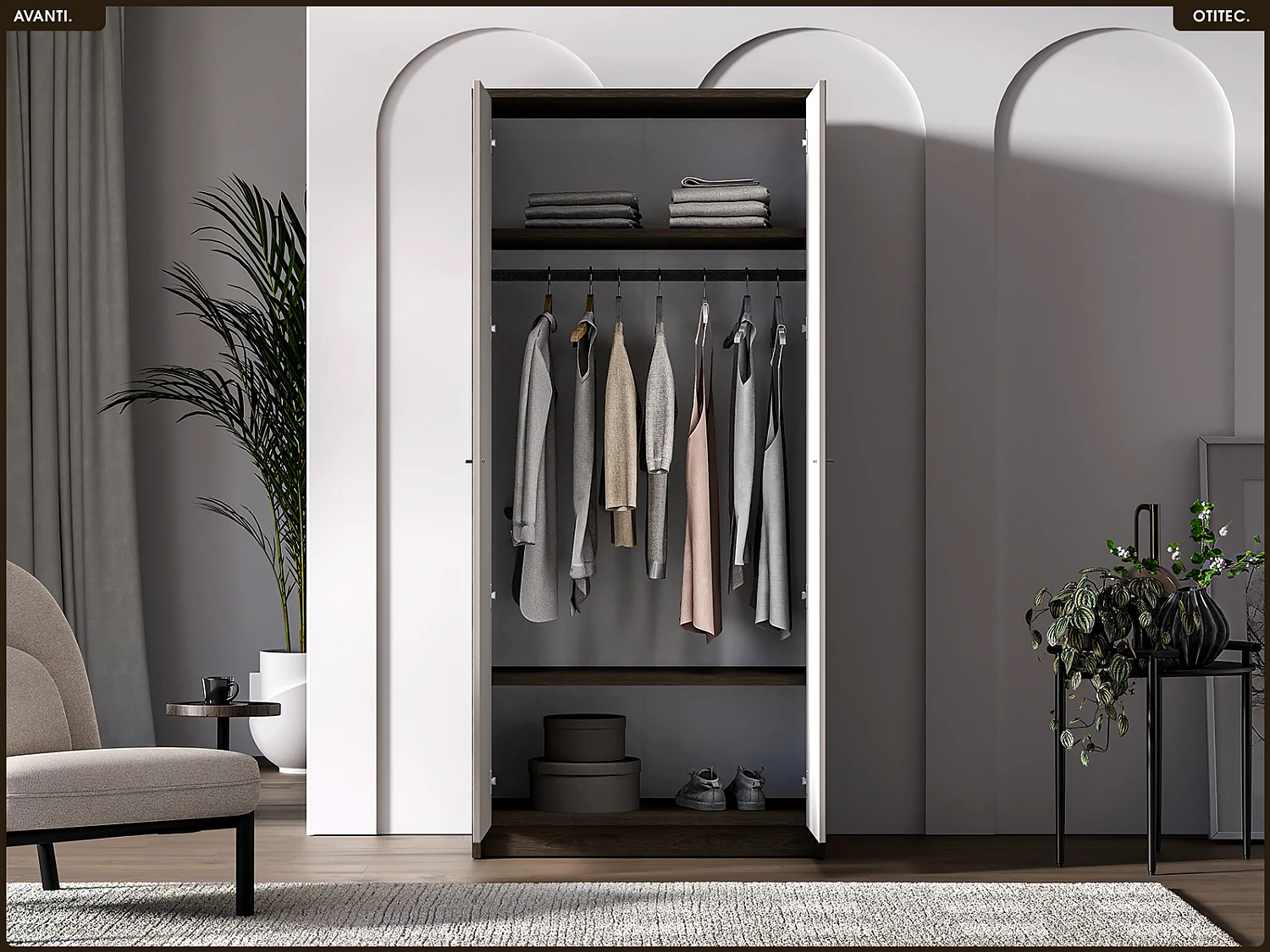 Armoire - L.89 x H.195 x P.52 cm - AVANTI