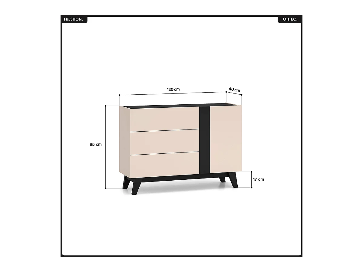 Commode - L.120 x H.85 x P.40 cm - FRESHON