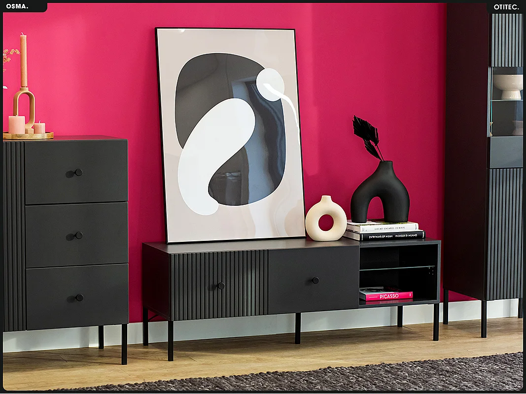 Meuble TV - H.48 x L.135 x P.42 - OSMA - NOIR