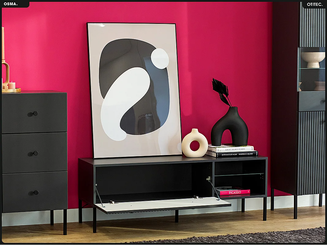 Meuble TV - H.48 x L.135 x P.42 - OSMA - NOIR