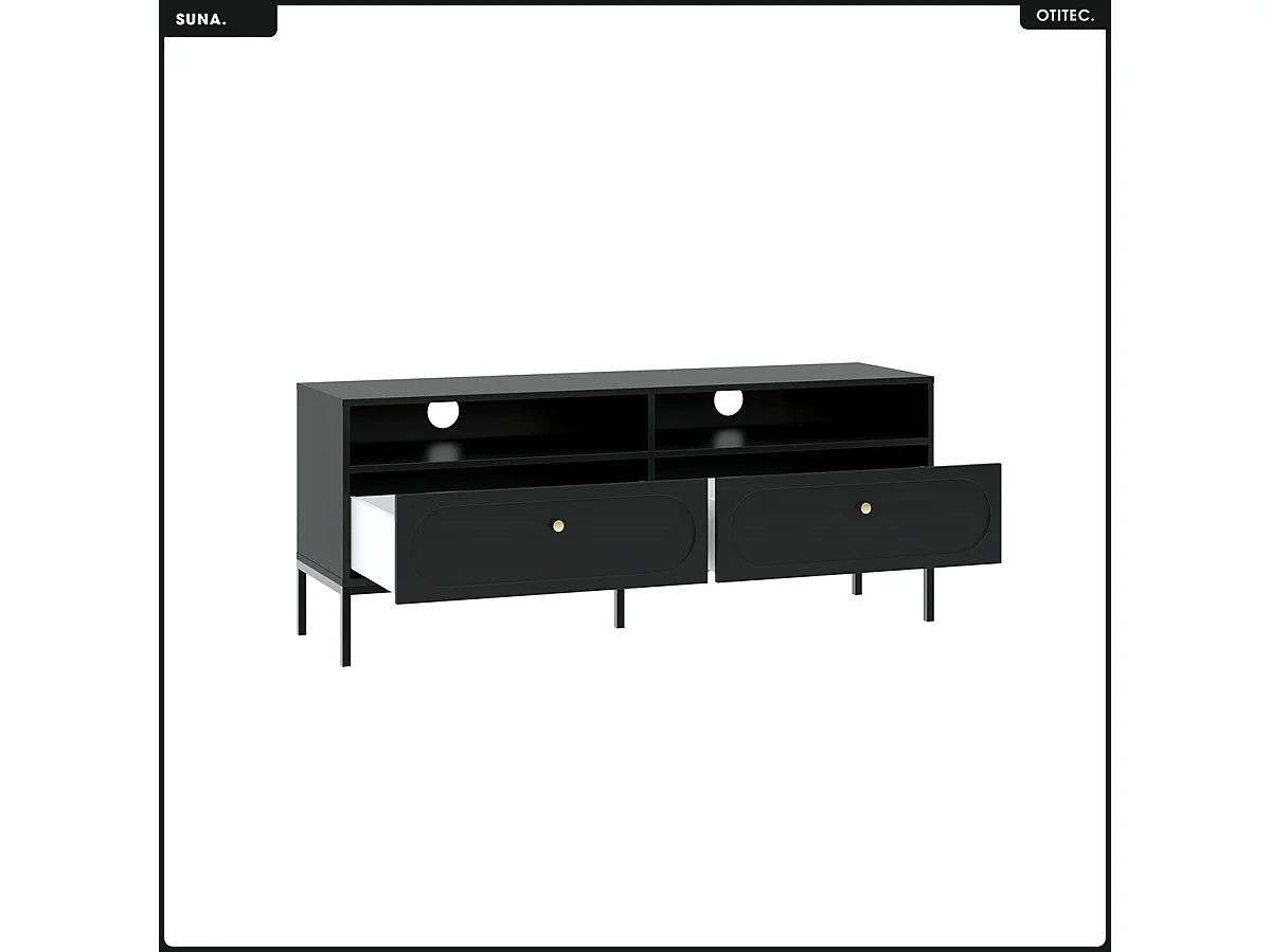 Meuble TV - H.60 x L.150 x P.40 - SUNA - NOIR