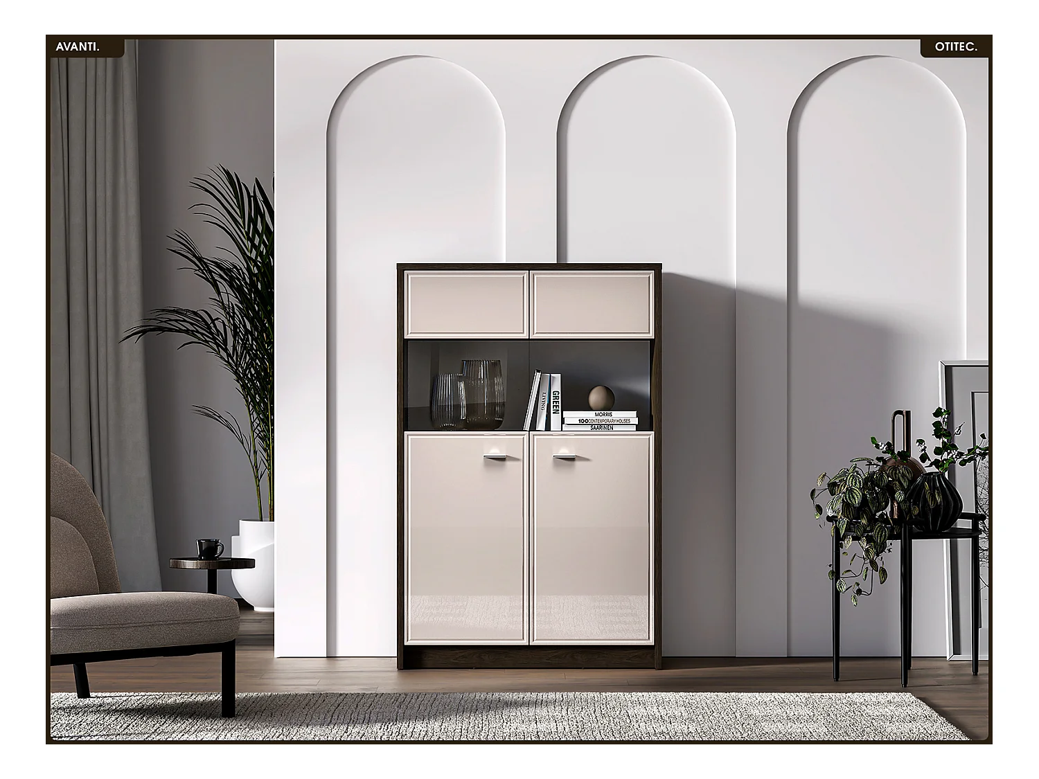 Armoire vitrine - L.92 x H.141 x P.40 cm - AVANTI