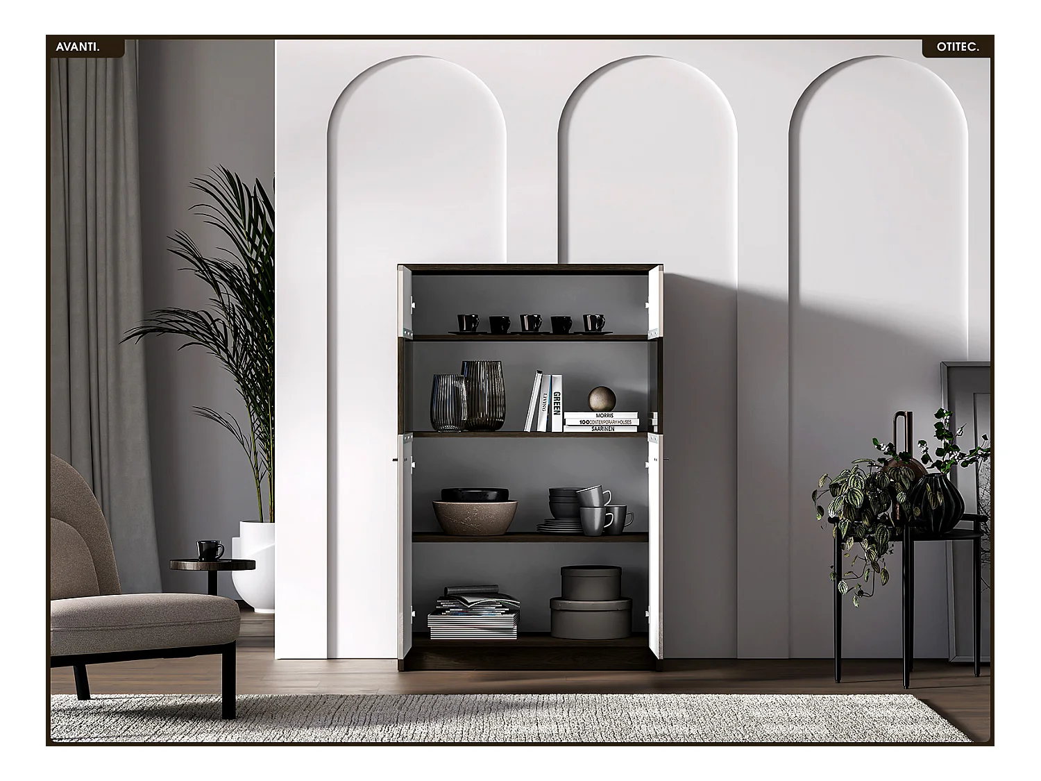 Armoire vitrine - L.92 x H.141 x P.40 cm - AVANTI