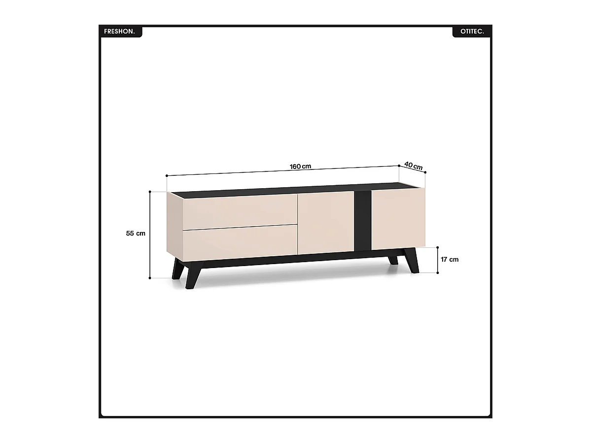 Meuble TV - L.160 x H.55 x P.40 cm - FRESHON
