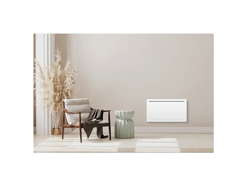 Fester elektrischer Heizkörper mit trockener Keramikinertie 1500W OCEANIC Rubis - Gebogenes Design - Weiß