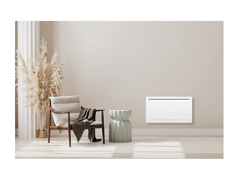 Radiateur électrique fixe a inertie seche céramique 1500W OCEANIC Rubis - Design galbé - Blanc - NF