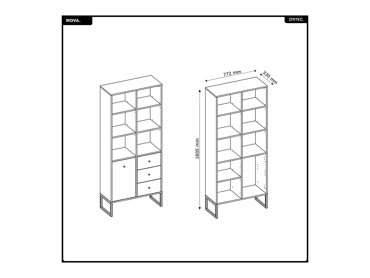 Armoire - H.180 x L.77 x P.33 - MOVA