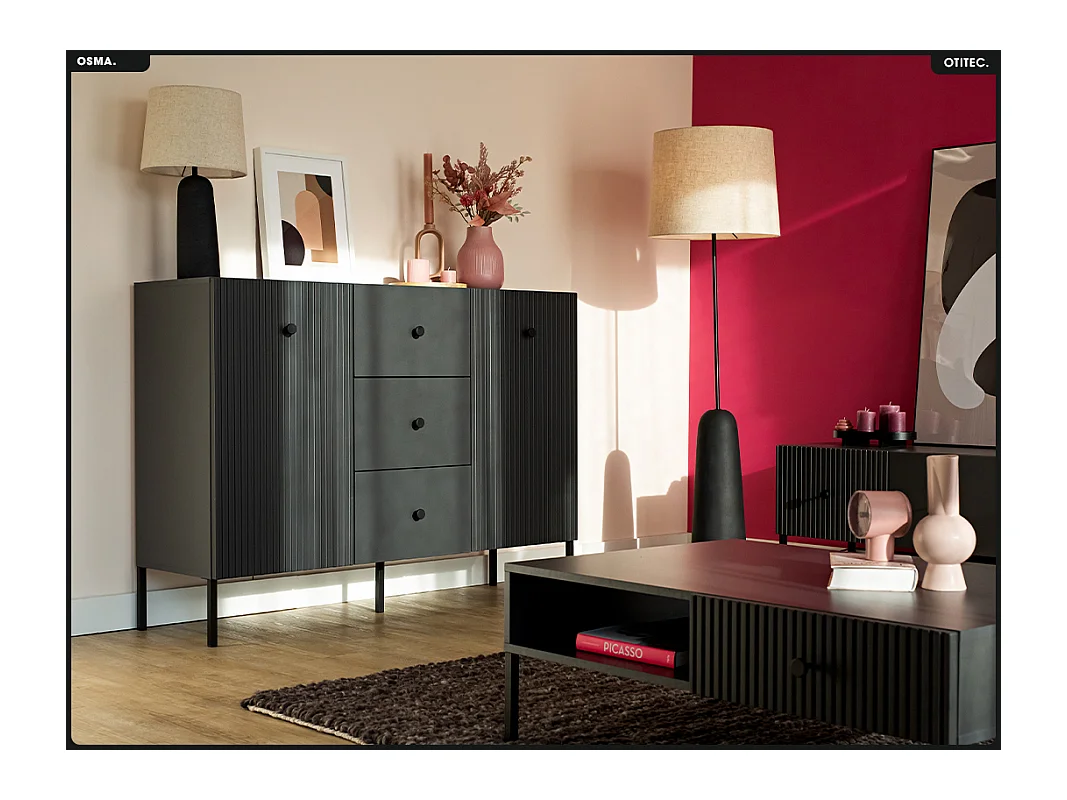 Commode - H.98 x L.135 x P.42 - OSMA - NOIR