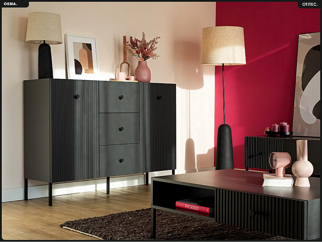 Commode - H.98 x L.135 x P.42 - OSMA - NOIR