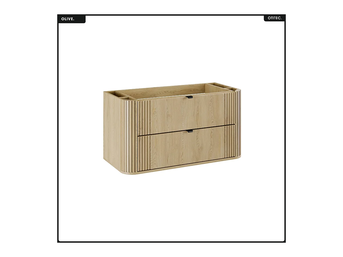 Meuble sous vasque - H.52 x L.100 x P.45 - OLIVE - Chêne