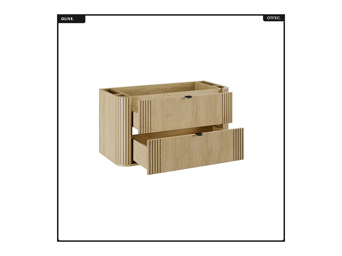 Meuble sous vasque - H.52 x L.100 x P.45 - OLIVE - Chêne