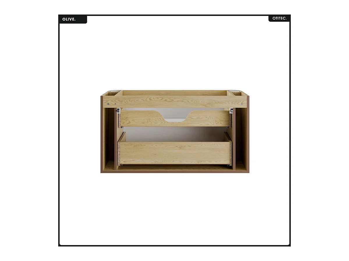 Meuble sous vasque - H.52 x L.100 x P.45 - OLIVE - Chêne