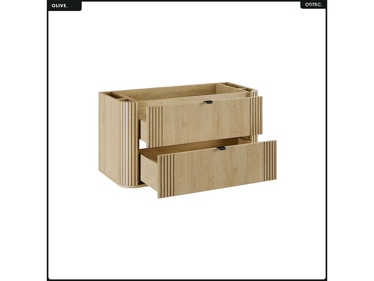 Meuble sous vasque - H.52 x L.100 x P.45 - OLIVE - Chêne